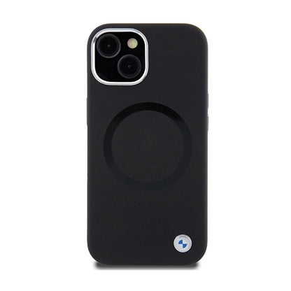 BMW Signature skystas silikonas su MagSafe – dėklas skirtas iPhone 15 Plus (juodas)