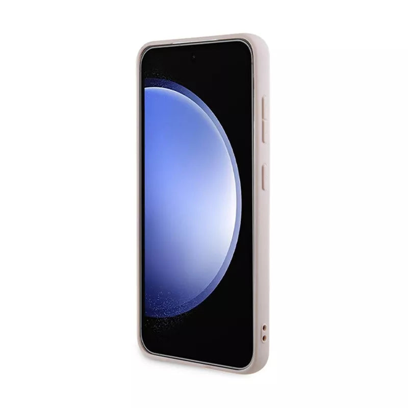 Guess 4G Collection Leather Metal Logo MagSafe – dėklas Samsung Galaxy S24 (rožinis)