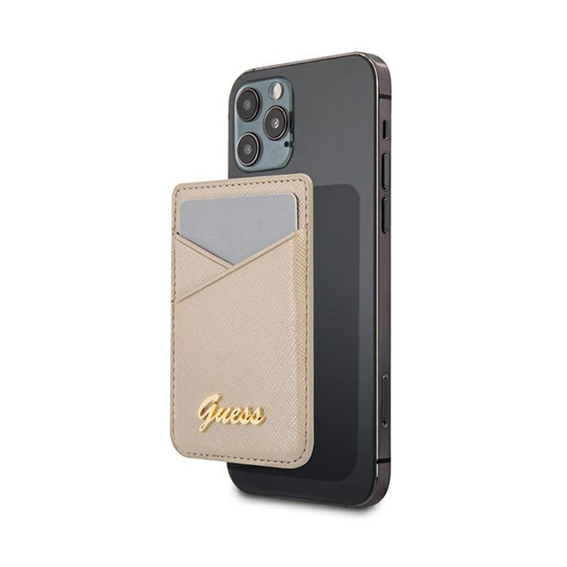 Guess Wallet Card Slot MagSafe Saffiano – Magnetinė piniginė (auksinė)