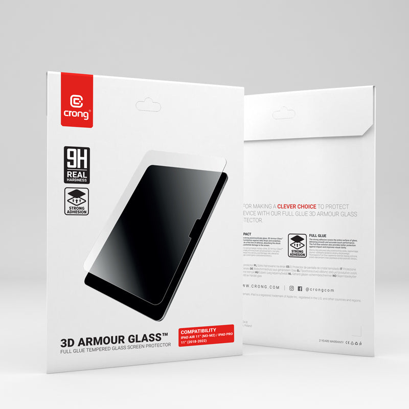 Crong 3D Armor Glass – Grūdintas stiklas iPad Air 11” (2026–2024) / iPad Pro 11" (2022–2018)
