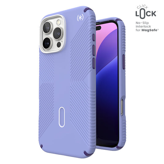 Speck Presidio2 Grip ClickLock & MagSafe – dėklas iPhone 16 Pro Max (Future Lavender / Cassis Purple / White)