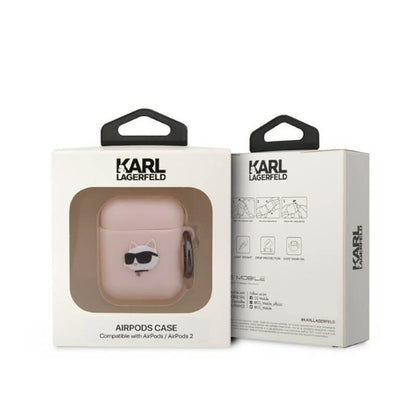 Karl Lagerfeld silikoninis NFT Choupette Head 3D - AirPods 1/2 kartos dėklas (rožinis)