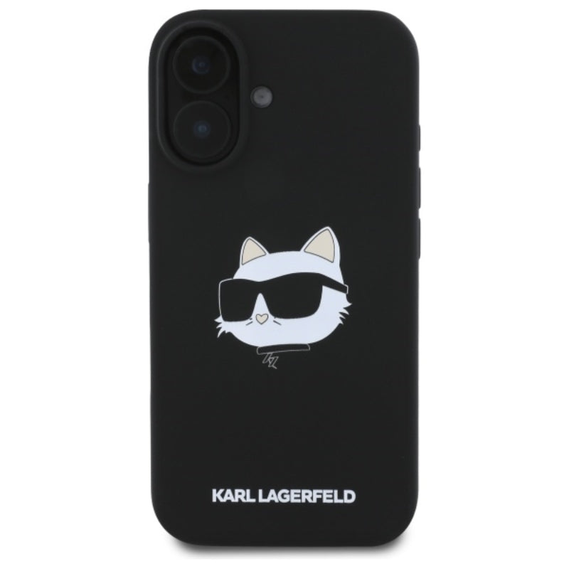 Karl Lagerfeld Silicone Choupette Head Print MagSafe - dėklas iPhone 16 (juodas)