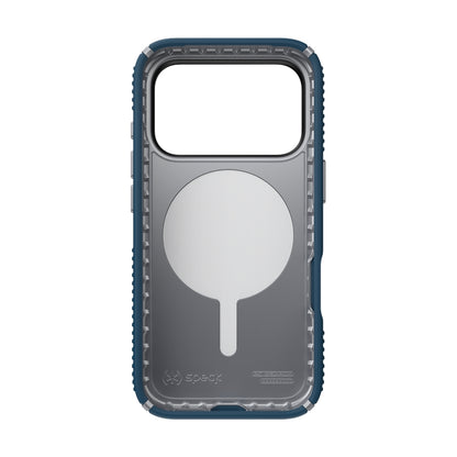 Speck Presidio2 Grip MagSafe – Dėklas iPhone 17 Pro (Tamsiai mėlynos / Sidabro metalo)