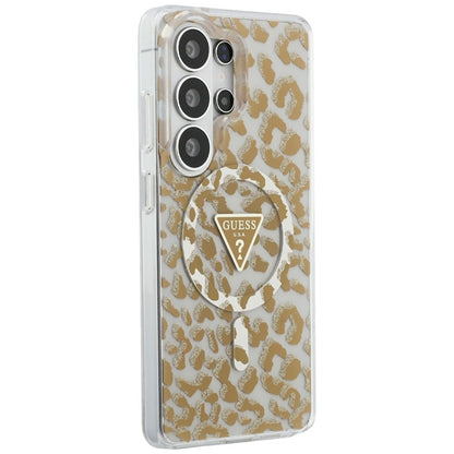 Guess IML Leopard Print Triangle MagSafe - Samsung Galaxy S26 Ultra dėklas (rudas)