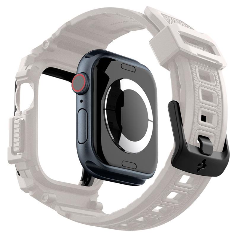 Spigen Rugged Armor Pro - dirželis su dėklu, skirtas Apple Watch 10 46 mm (smėlio spalvos)