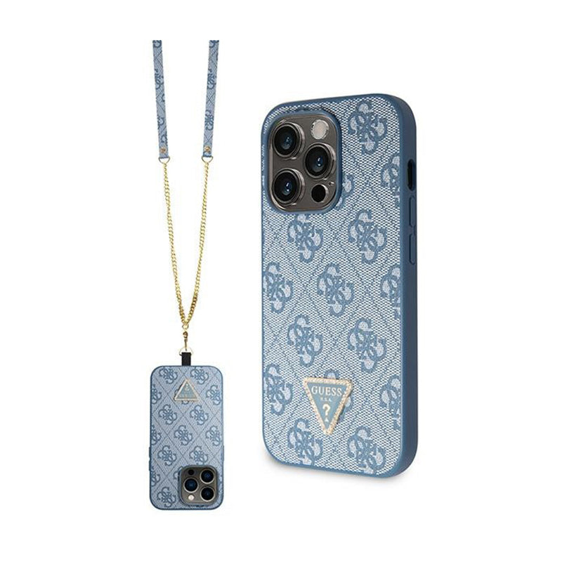 Guess Crossbody 4G Metal Logo - „iPhone 14 Pro Max“ dėklas (mėlynas)