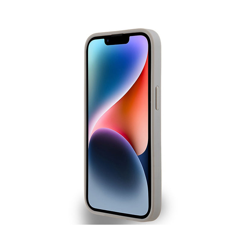 DKNY Odinis Monogram Juostelė ir Metalinis Logotipas - „iPhone 14“ / 15 / 13 Dėklas (smėlio spalvos)