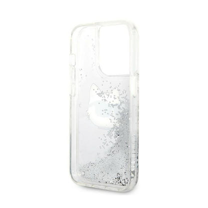„Karl Lagerfeld Liquid Glitter NFT Choupette Head“ – dėklas, skirtas „iPhone 14 Pro“ (sidabro spalvos)