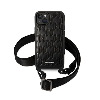 Karl Lagerfeld Monogram Plaque Logo Strap – dėklas iPhone 14 Plus (juodas)