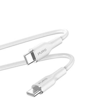 PURO ICON Soft Cable - USB-C prie USB-C kabelis, 1,5 m (baltas)