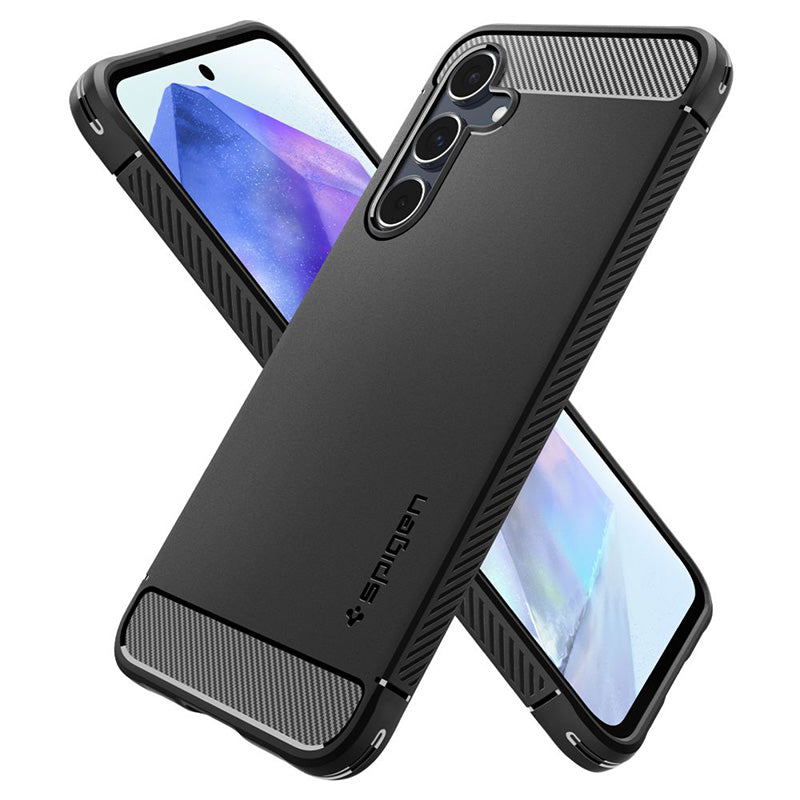 "Spigen Rugged Armor" - "Samsung Galaxy A55 5G" dėklas (matinės juodos spalvos)