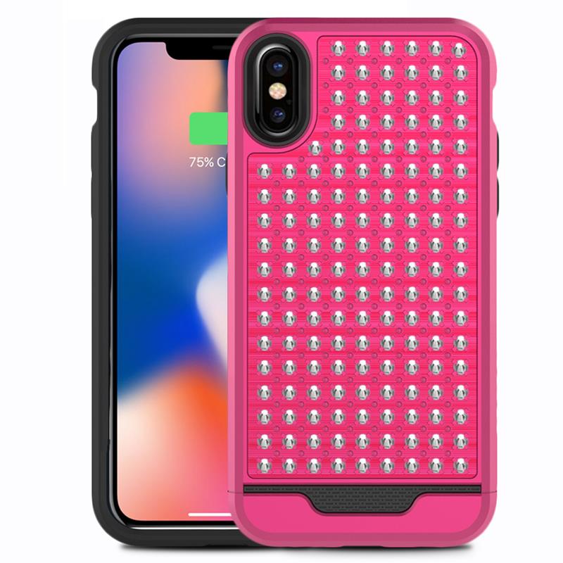 Zizo Star Diamond Hibridinis dėklas skirtas iPhone X (rožinė/juoda)