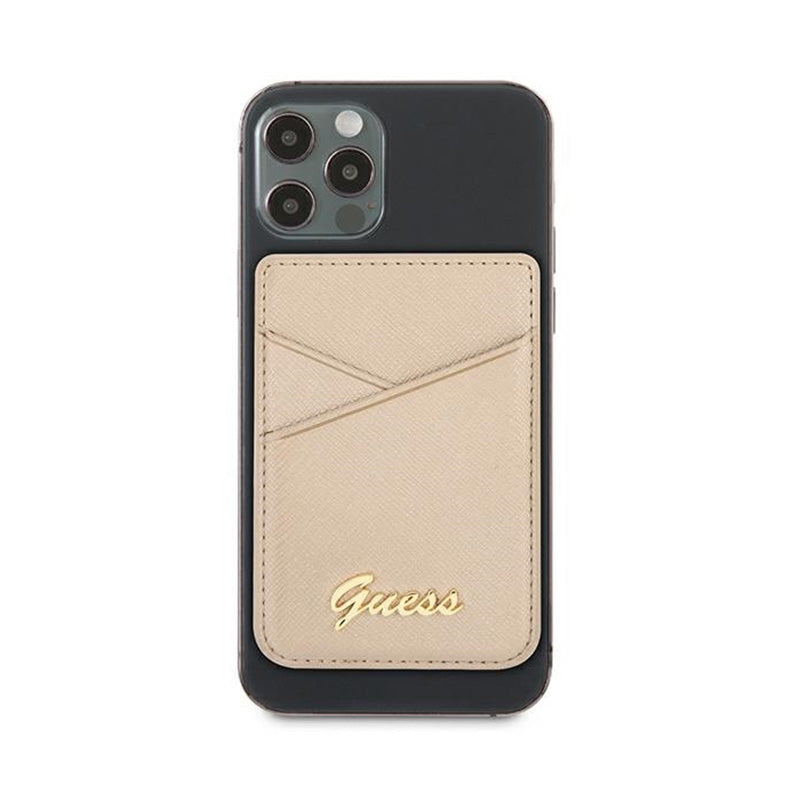 Guess Wallet Card Slot MagSafe Saffiano – Magnetinė piniginė (auksinė)