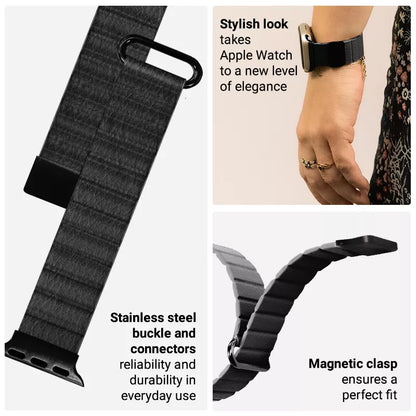 Crong Eclipse – Odinis magnetinis dirželis, skirtas Apple Watch 44/45/46/49 mm (juoda)