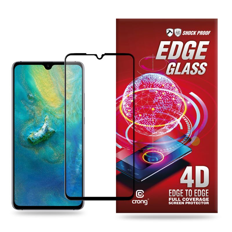 Crong Edge Glass – Pilnai priklijuojamas nuo krašto iki krašto 9H stiklo ekrano apsauga, skirta Huawei Mate 20