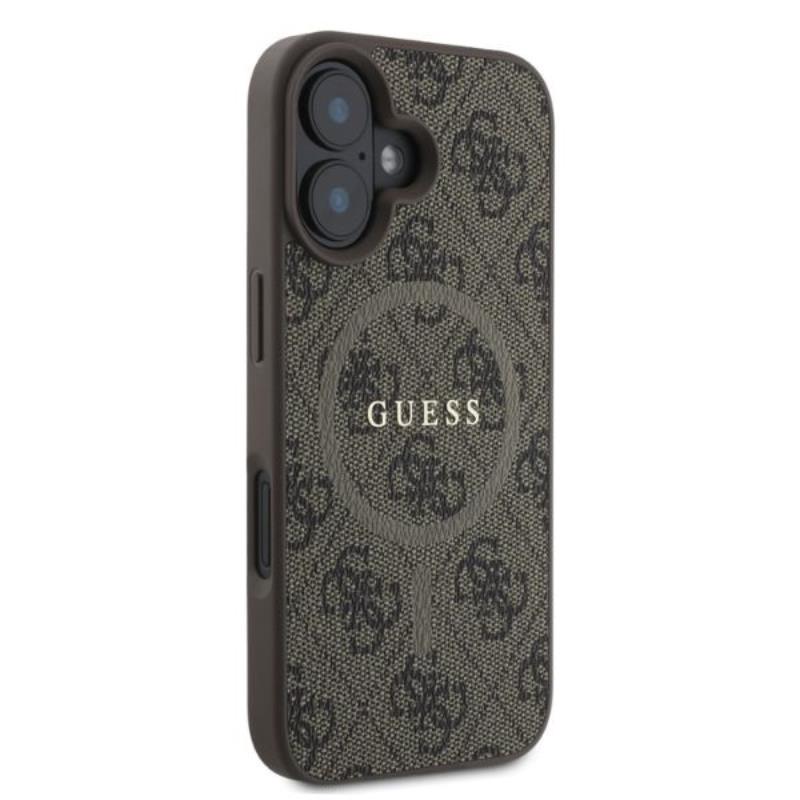 Guess 4G Ring Classic Logo MagSafe - iPhone 16 dėklas (rudas)
