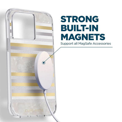 Case-Mate Pearl Stripes MagSafe – Dėklas su perlamutro apdaila, skirtas iPhone 14 Pro (Pearl Stripes)