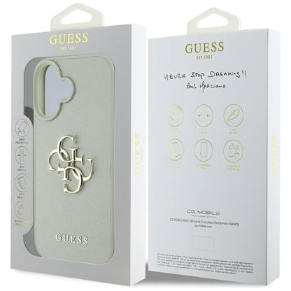 Guess Grained Big 4G Logo Small Classic Logo – dėklas iPhone 16 (žalias)