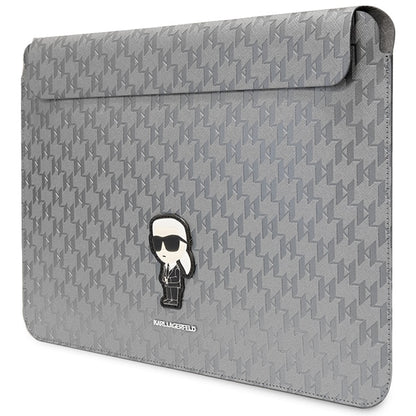 Karl Lagerfeld NFT Saffiano Monogram Ikonik Karl Sleeve - 14" nešiojamojo kompiuterio dėklas (sidabrinis)