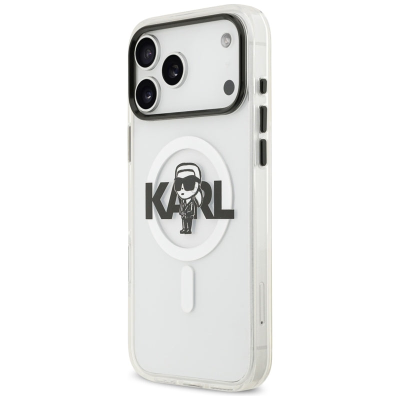 Karl Lagerfeld IML Karl Sketch Logo MagSafe dėklas iPhone 17 Pro Max (Skaidrus)