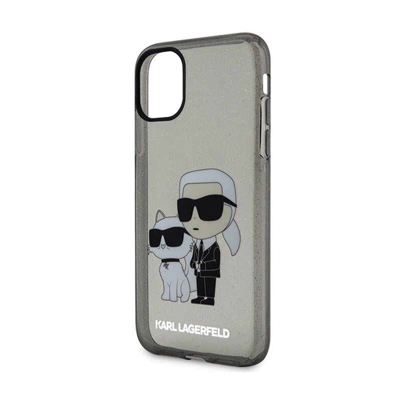 Karl Lagerfeld IML Glitter Karl & Choupette – iPhone 11 dėklas (juodas)
