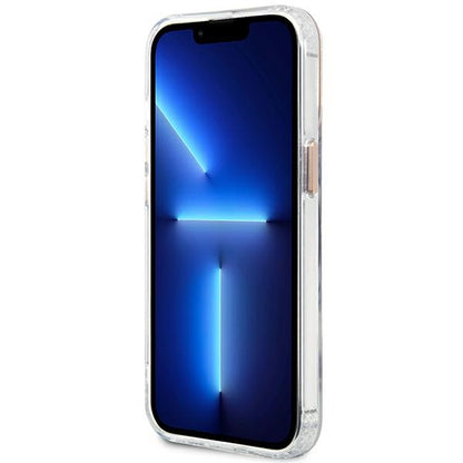 Guess Dėklas MagSafe Metalo kontūras skirtas iPhone 13 Pro Max (Skaidrus)