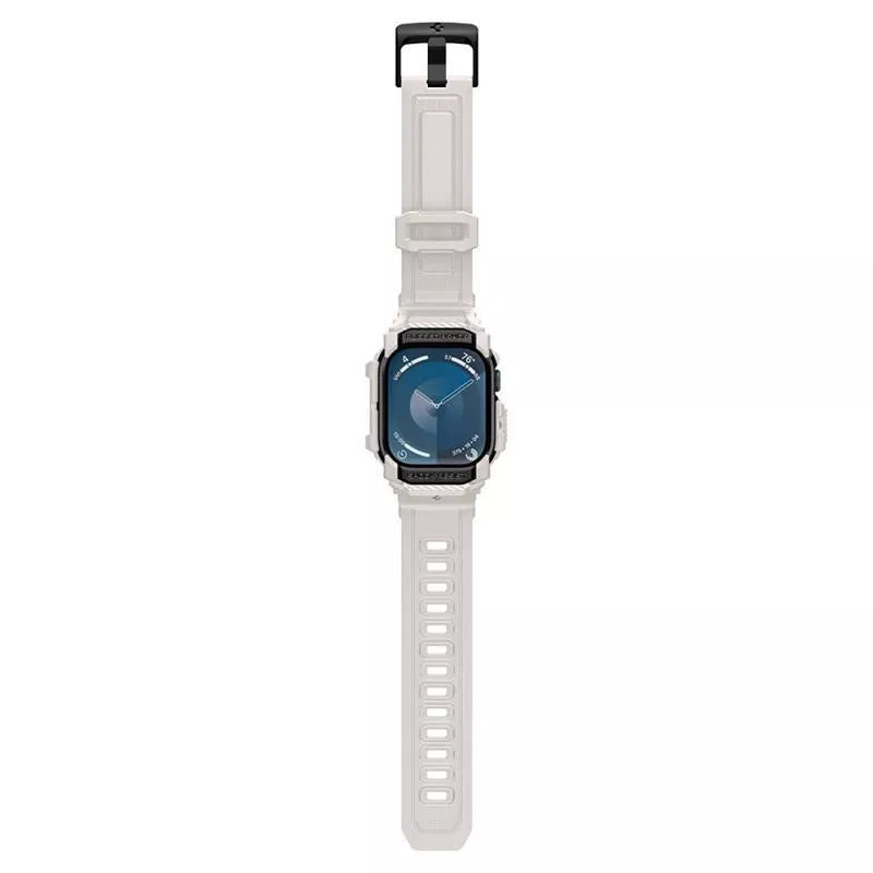 Spigen Rugged Armor Pro - dirželis su dėklu, skirtas Apple Watch 10 46 mm (smėlio spalvos)