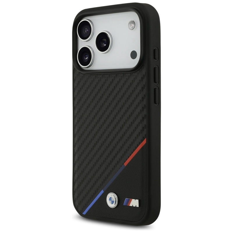 BMW M Carbon Tricolor Line MagSafe dėklas iPhone 17 Pro (juodas)