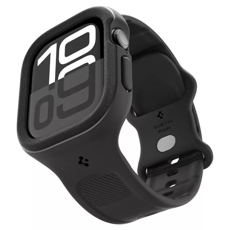 Spigen Vault Pro – dirželis su dėklu, skirtas „Apple Watch 10 46 mm“ (matinė juoda)