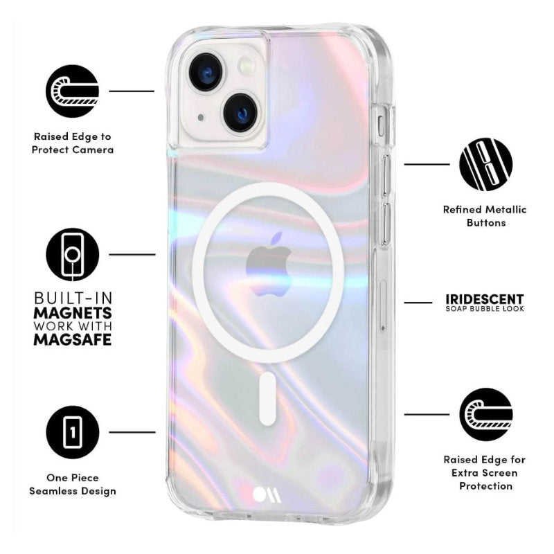 Case-Mate Soap Bubble MagSafe – „iPhone 15 Plus“ dėklas (perlamutrinis)