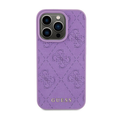 Guess Leather 4G Stamped - Dėklas, skirtas „iPhone 15 Pro Max“ (purpurinė)