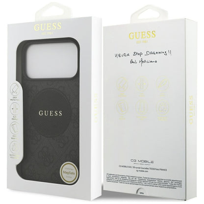 Guess 4G Circle Classic Logo MagSafe – Dėklas iPhone 17 Pro Max (Juodas)
