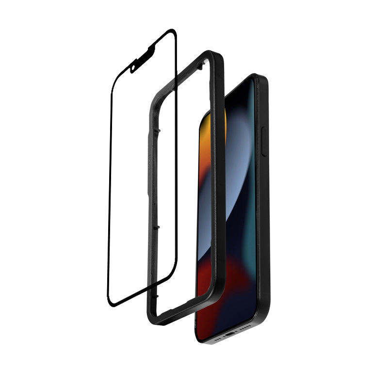 Crong Anti-Bakterinis 3D Armor Glass – 9H grūdintas stiklas visam ekranui iPhone 14 Plus / iPhone 13 Pro Max + montavimo rėmelis