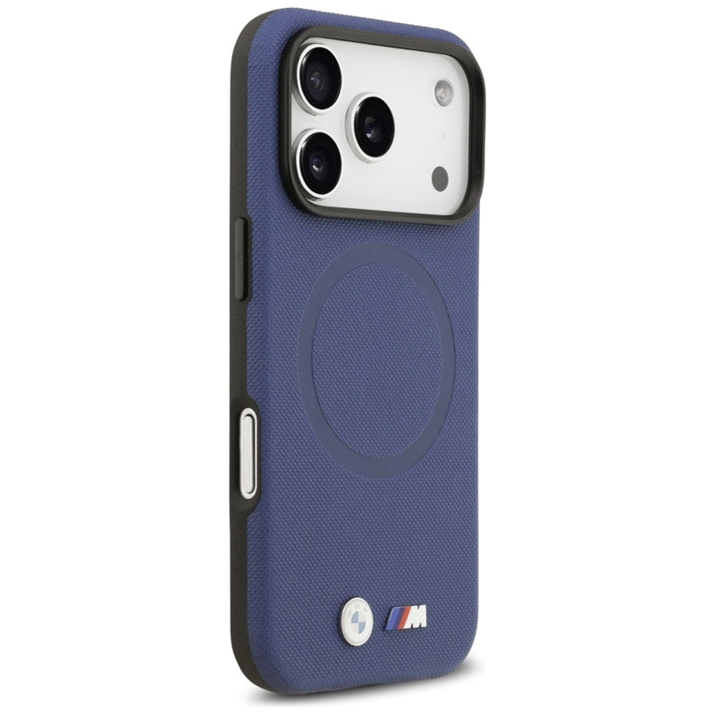 BMW M FW Metal Logo MagSafe dėklas iPhone 17 Pro Max (tamsiai mėlynas)
