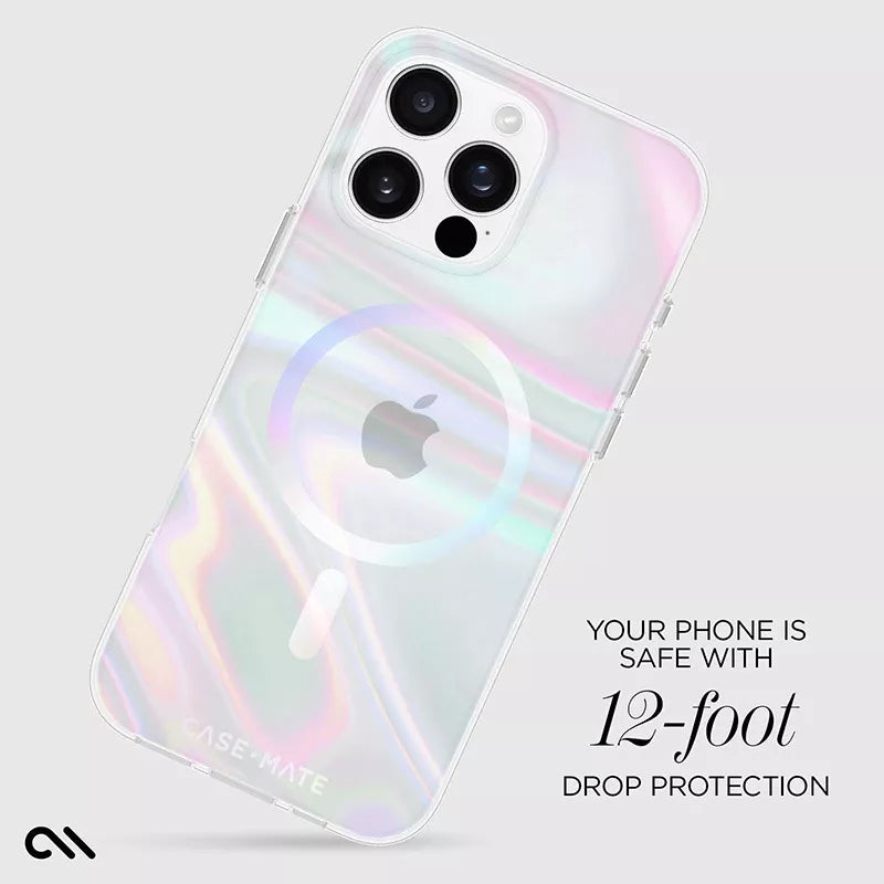 Case-Mate Soap Bubble MagSafe – dėklas iPhone 16 Pro Max (Perlamutro) telefonui