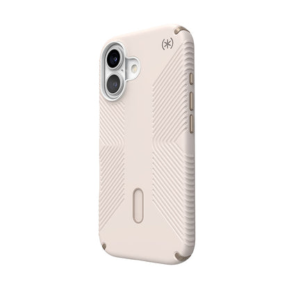 Speck Presidio2 Grip ClickLock & MagSafe – dėklas, skirtas iPhone 16 (bleached bone / heirloom gold / hazel brown)
