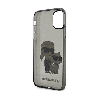 Karl Lagerfeld IML Glitter Karl & Choupette – iPhone 11 dėklas (juodas)