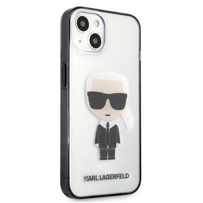 Karl Lagerfeld Ikonik Karl – dėklas, skirtas „iPhone 13 mini“ (skaidrus / juodas rėmelis)