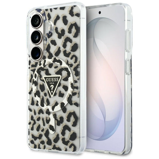 Guess IML Leopard Print Triangle MagSafe - Samsung Galaxy S26 dėklas (juodas)