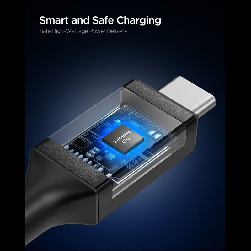 Spigen EB24012CC Essential - USB-C į USB-C PD laidas 240W 1.2m (juodas)