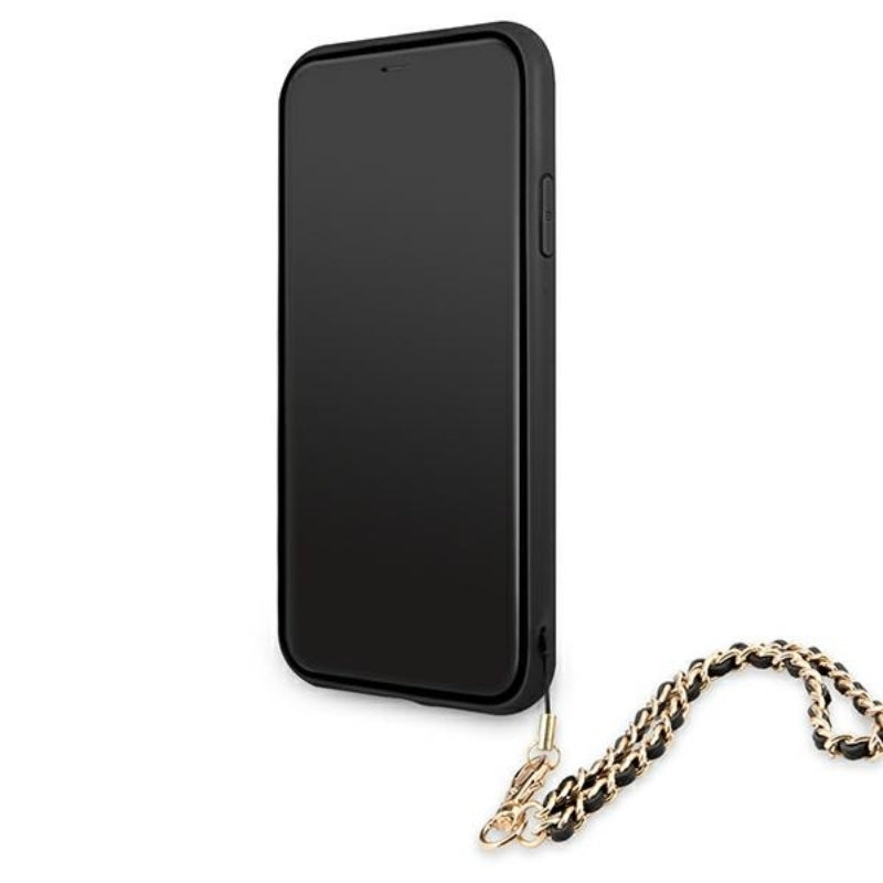 Guess Saffiano Chain – „iPhone 11“ dėklas (juodas)