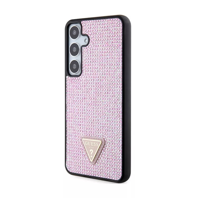 Guess Rhinestone Triangle - Dėklas Samsung Galaxy S24+ (rožinis)