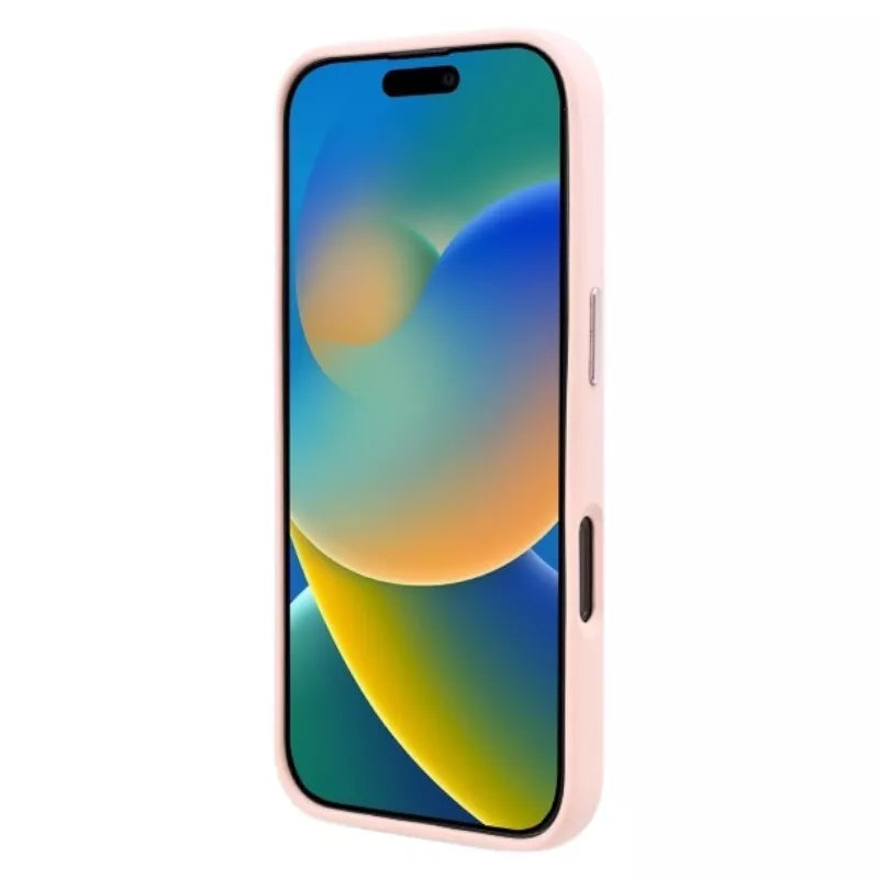 Karl Lagerfeld Silikoninis Metalo Atspalvio Inicialas MagSafe dėklas, skirtas iPhone 16 Pro Max (rožinis)