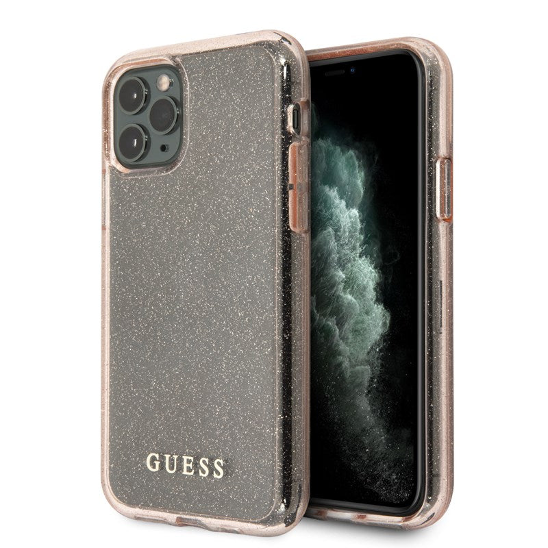 Guess Blizgučiais Puoštas Dėklas, iPhone 11 Pro Max (Rožinė)