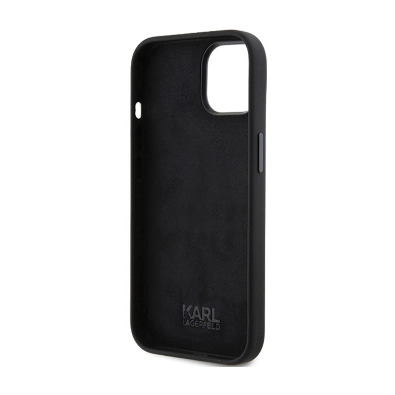 Karl Lagerfeld Silicone Ikonik Metal Pin – iPhone 15 dėklas (juodas)