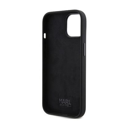 Karl Lagerfeld Silicone Ikonik Metal Pin – iPhone 15 dėklas (juodas)