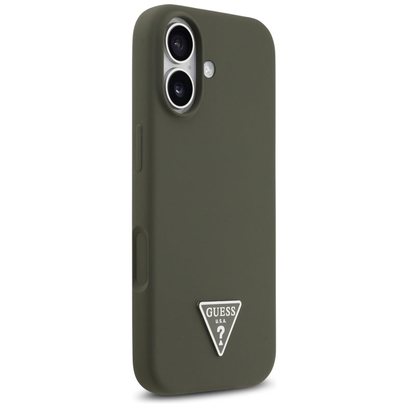 Guess Silikoninis trikampis logotipas MagSafe - dėklas iPhone 17 (khaki)