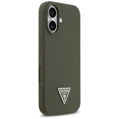 Guess Silikoninis trikampis logotipas MagSafe - dėklas iPhone 17 (khaki)