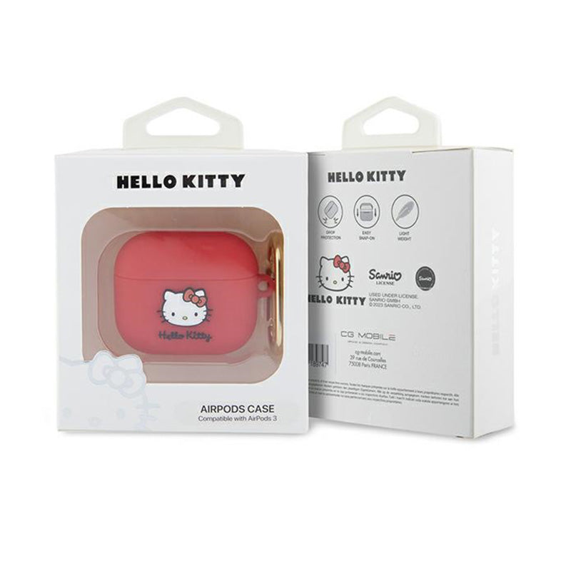 Hello Kitty silikoninis 3D Kitty galvos dėklas – dėklas, skirtas AirPods 3 (fuksija)
